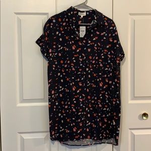 Terrazzo print button up shirt dress